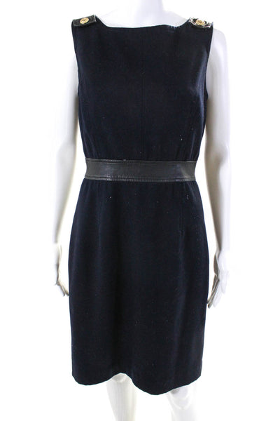 Tory Burch Womens Back Zip Scoop Neck Knee Length Sheath Dress Navy Blue Size 6