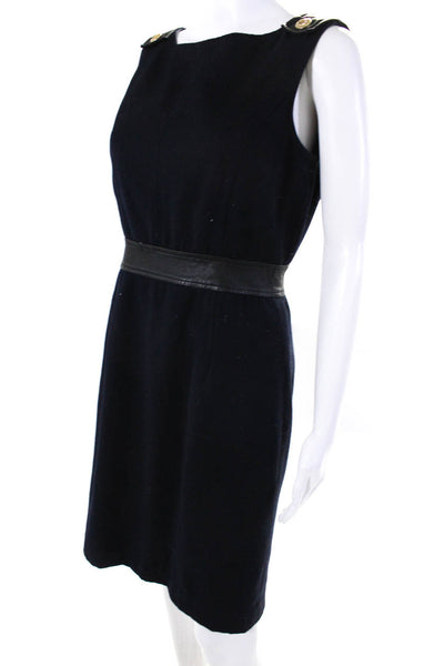 Tory Burch Womens Back Zip Scoop Neck Knee Length Sheath Dress Navy Blue Size 6