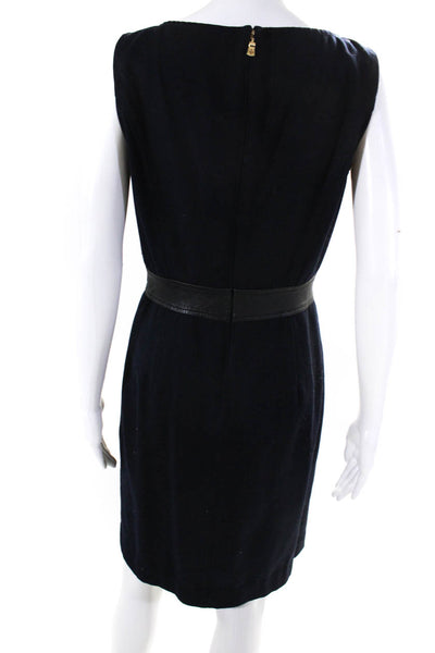 Tory Burch Womens Back Zip Scoop Neck Knee Length Sheath Dress Navy Blue Size 6