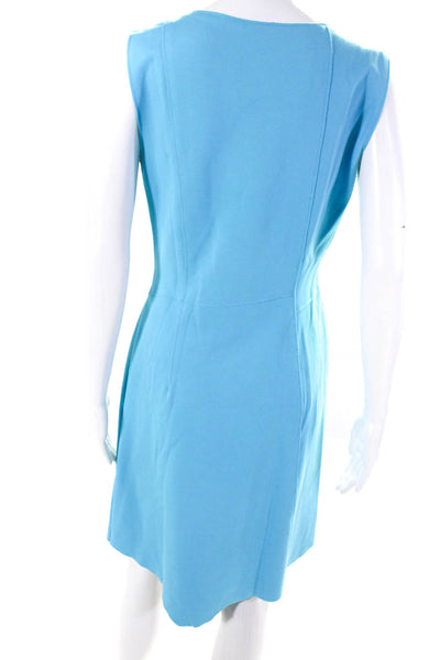 Elie Tahari Womens Side Zip V Neck Knee Length Shift Dress Blue Size 6