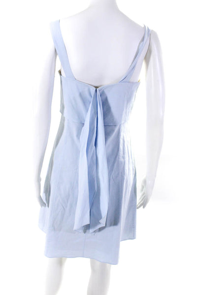 Theory Womens Back Zip Sleeveless Square Neck Shift Dress Blue Linen Size 6