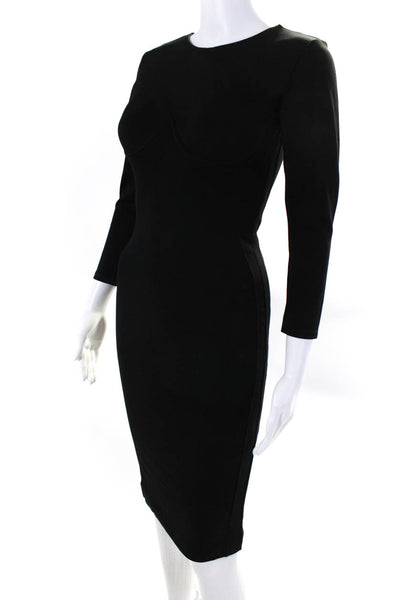 Poem Womens Back Zip 3/4 Sleeve Underwired Sheath Dress Black Size FR 36L