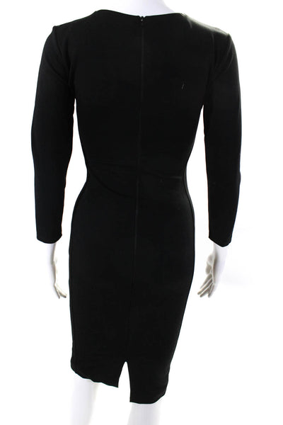 Poem Womens Back Zip 3/4 Sleeve Underwired Sheath Dress Black Size FR 36L