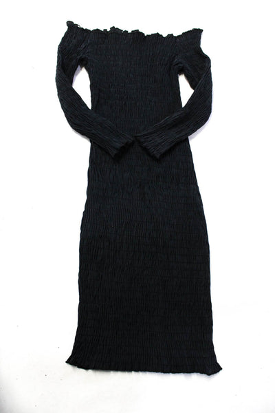 Zara Womens Velvet Shirt Smocked Shift Dresses Black Blue Size XS Lot 3