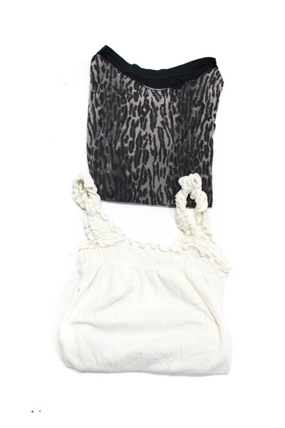 Allsaints Madewell Womens Cotton Animal Print Blouse Tops Black Size S M Lot 2
