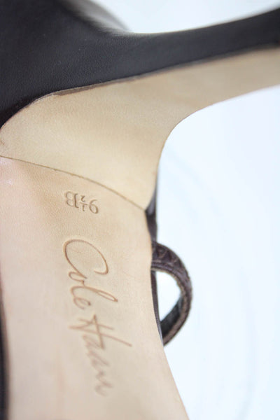 Cole Haan Womens Striped Print Kiera Air Strappy Stiletto Heels Brown Size 9.5