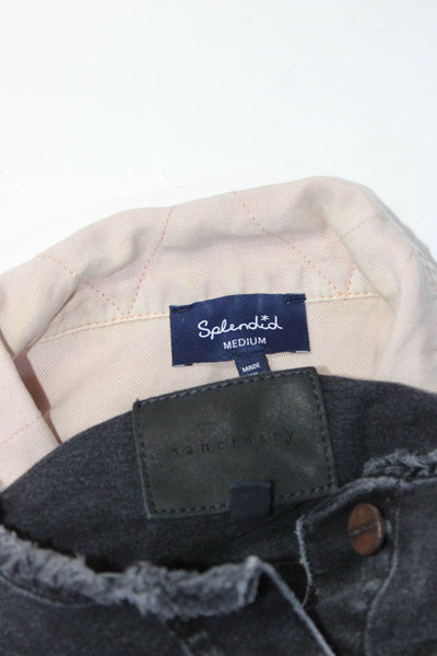 Sanctuary Splendid Womens Cropped Raw Hem Denim Jacket Black Size M Lot 2