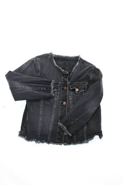 Sanctuary Splendid Womens Cropped Raw Hem Denim Jacket Black Size M Lot 2