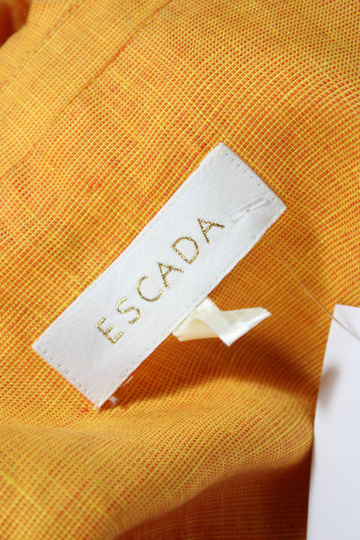 Escada Womens 100% Linen Cuffed Short Sleeved Button Down Shirt Orange Size 42