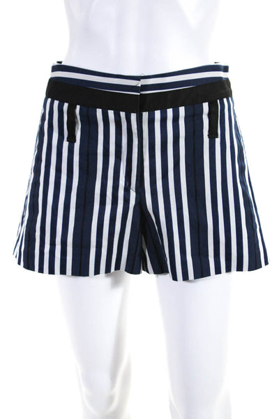 Rag & Bone Womens Striped Mid Rise Mini Chino Shorts Blue White Black Size 0