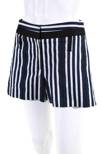 Rag & Bone Womens Striped Mid Rise Mini Chino Shorts Blue White Black Size 0