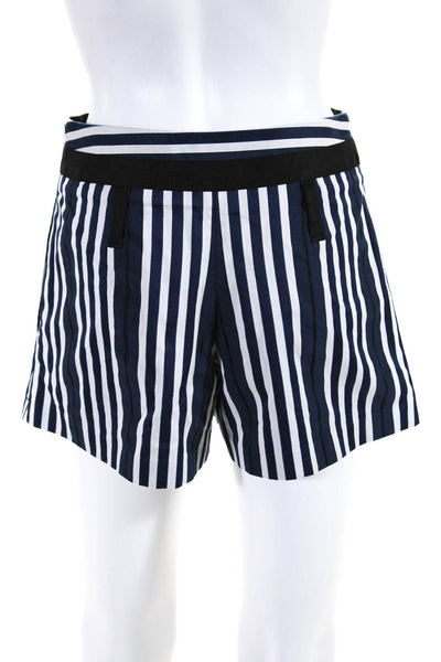 Rag & Bone Womens Striped Mid Rise Mini Chino Shorts Blue White Black Size 0