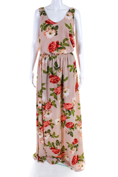 Show Me Your Mumu Womens Kendall Floral V Neck Maxi Dress Pink Green Size XL