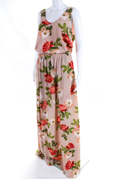 Show Me Your Mumu Womens Kendall Floral V Neck Maxi Dress Pink Green Size XL