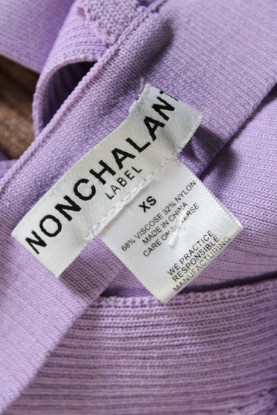 Nonchalant Label Womens Rib Knit Wrap V Neck Crop Top Blouse Lavender Size XS