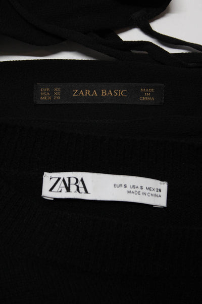 Zara Womens Crewneck Sweater Sleeveless One Piece Romper Black Size S XS Lot 2