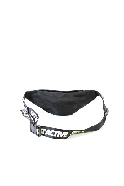 Set Active Womens Logo Print Nylon Adjustable Belt Bag Handbag Black