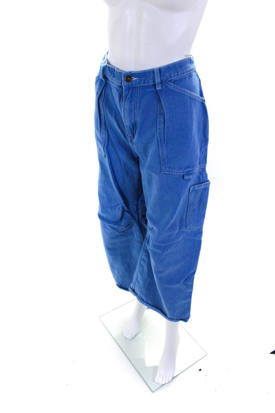 Lioness Womens High Waist Wide Leg Cargo Jeans Pants Blue Size Extra Large