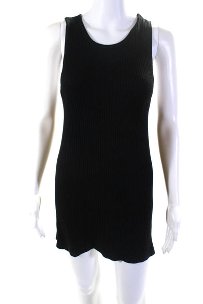 Reformation Womens Ribbed Round Neck Sleeveless Short Tank Dress Black Size XS