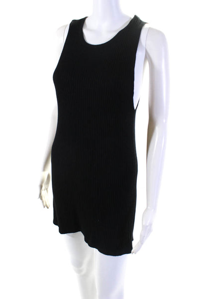 Reformation Womens Ribbed Round Neck Sleeveless Short Tank Dress Black Size XS