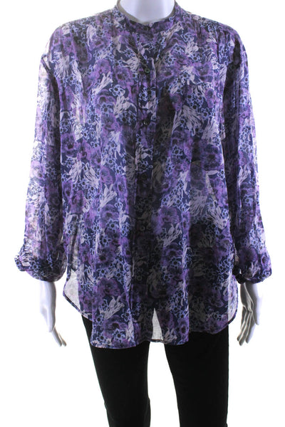 Etoile Isabel Marant Womens Cotton Floral Button Up Blouse Top Purple Size 36