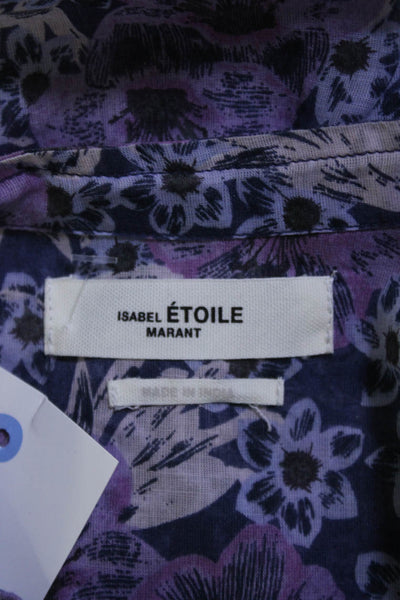 Etoile Isabel Marant Womens Cotton Floral Button Up Blouse Top Purple Size 36