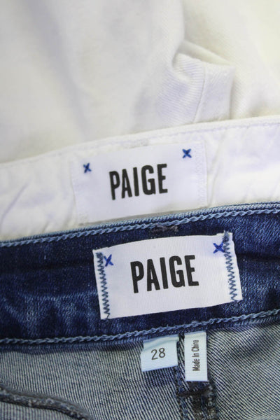 Paige Womens Jax Knee Shorts White Blue Cotton Size 28 Lot 2
