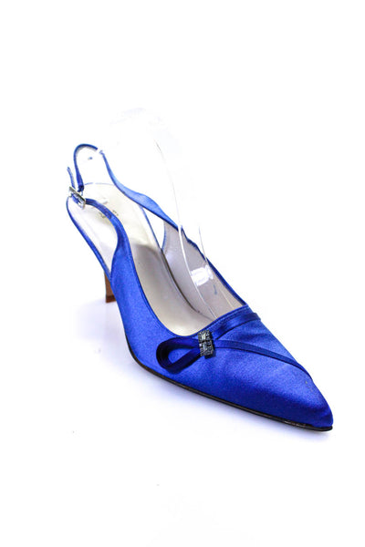 Vera Wang Womens Pointed Toe Embellish Cone Heel Sling Back Sandals Blue Size 10