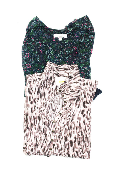 Maeve Anthropologie Eri + Ali Womens Leopard Print Blouse Pink Size 6 M Lot 2