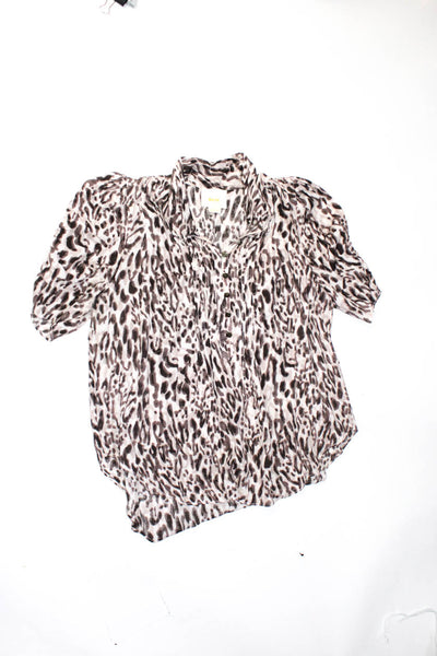 Maeve Anthropologie Eri + Ali Womens Leopard Print Blouse Pink Size 6 M Lot 2