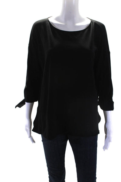 Lafayette 148 New York Womens Bow Tied Long Sleeve Pullover Blouse Black Size M