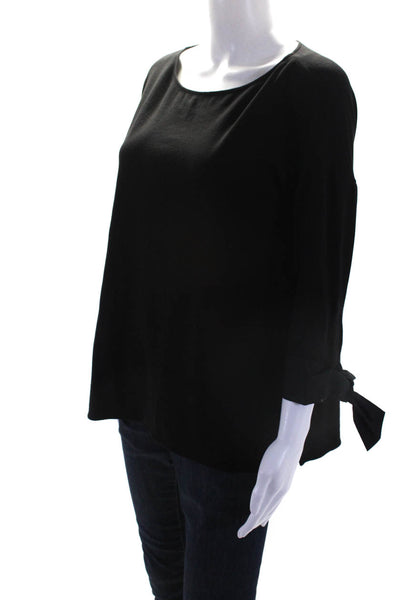 Lafayette 148 New York Womens Bow Tied Long Sleeve Pullover Blouse Black Size M