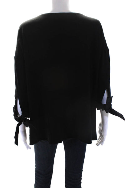 Lafayette 148 New York Womens Bow Tied Long Sleeve Pullover Blouse Black Size M