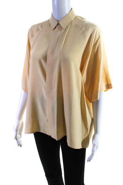 Go Silk For L'Zinger Womens Vintage Short Sleeve Button Up Blouse Orange Size 1