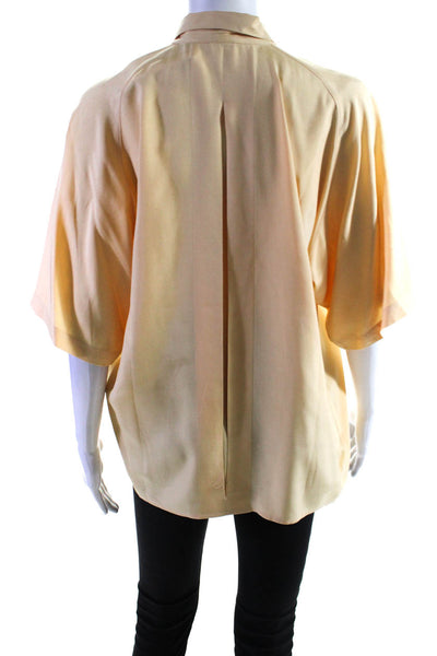 Go Silk For L'Zinger Womens Vintage Short Sleeve Button Up Blouse Orange Size 1
