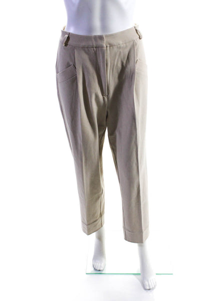 Petite Studio Womens Mid-Rise Pleated Front Straight Leg Trousers Ivory Size S