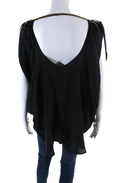 Chelsea Flower Womens Silk Georgette V-Neck Batwing Blouse Top Black Size L