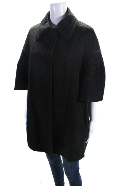 Antonio Marras Womens Wool Jacquard Full Zip Layered Basic Coat Black Size 40