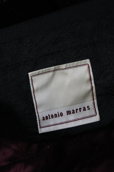 Antonio Marras Womens Wool Jacquard Full Zip Layered Basic Coat Black Size 40