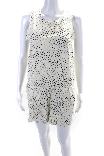 Z Supply Womens Sleeveless Crew Neck SPotted Romper White Black Size Small