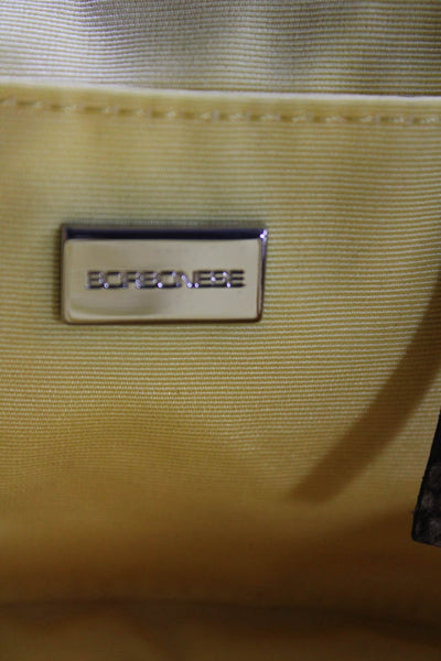 Borbonese Womens Floral Accent Pleat Clasp Top Handle Mini Frame Handbag Yellow