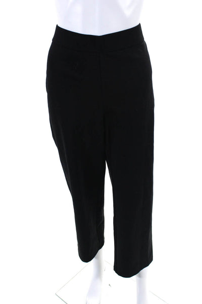 Eileen Fisher Womens Mid-Rise Straight Leg Pull On Trousers Pants Black Size M