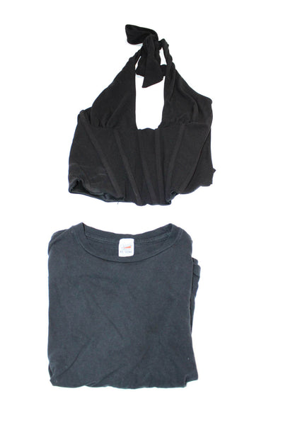 Zara Re/Done Women's V-Neck Sleeveless Corset Cropped Blouse Black Size XL Lot 2