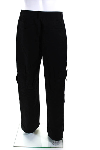 By. Dyln Women's Button Closure Straight Leg Cotton Cargo Pant Black Size S