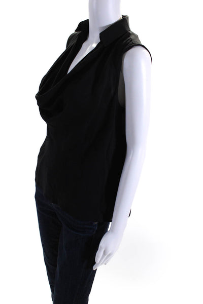 Reiss Womens Collared Cowl Neck Sleeveless Tank Top Blouse Dark Gray Size 0