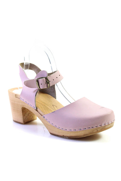 Swed2Walk Womens Leather Platform Ankle Strap Clog Heels Pink Size 11US 41EU
