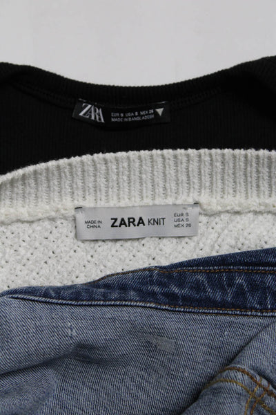 Zara Womens Jacket White One Shoulder Long Sleeve Sweater Top Size S lot 3