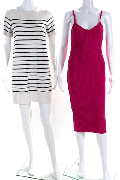 Zara Womens Off White Striped Crew Neck Short Sleeve A-Line Dress Size XS S lot2