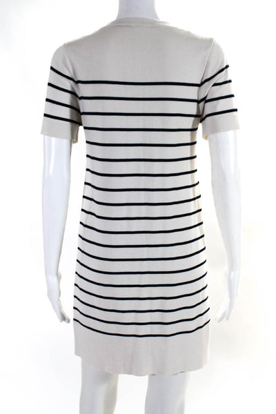 Zara Womens Off White Striped Crew Neck Short Sleeve A-Line Dress Size XS S lot2