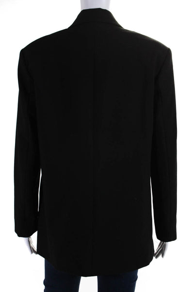 Zara Womens Lined One-Button Lined Boxy Fit Notched Lapel Blazer Black Size S